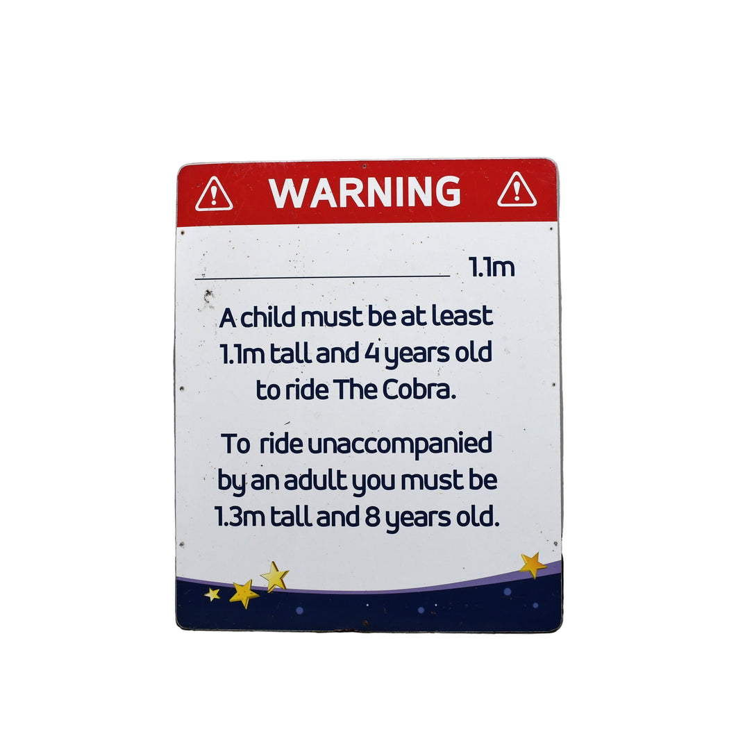 Cobra Height and Age Restrictions Sign