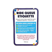 Ride Queue Etiquette Swingboard Sign